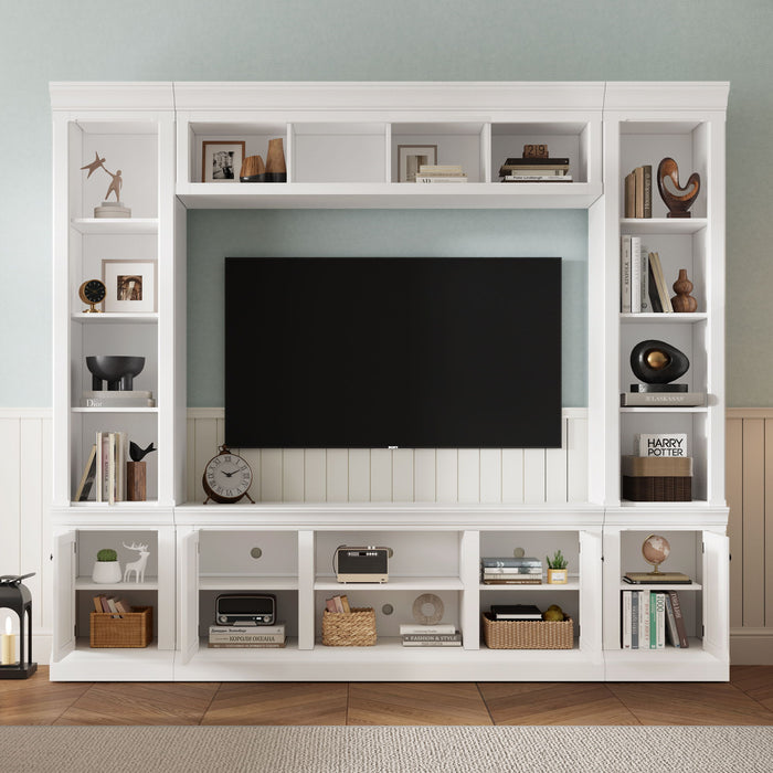 TV Stand With Hutch, Large Entertainment Center With Adjustable Shelves