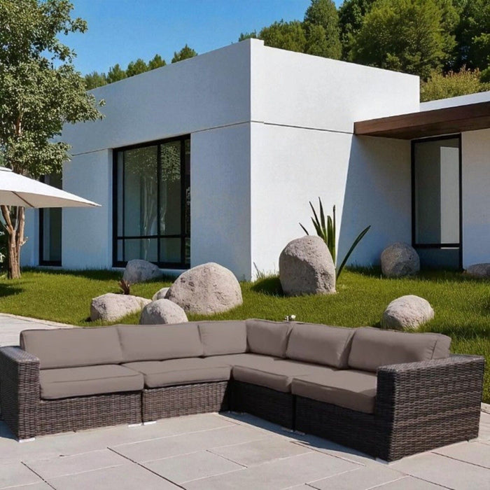 Ana - Outdoor Sectional Sofa With Cushions - Brown
