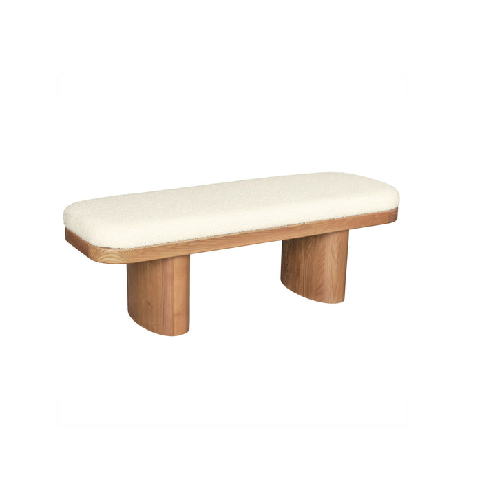 Ollie - Boucle Wooden Bench - White