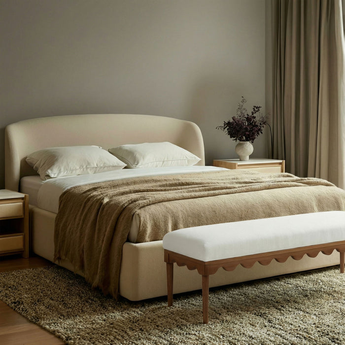 Oodle - Vegan Mohair Bench, Walnut Legs