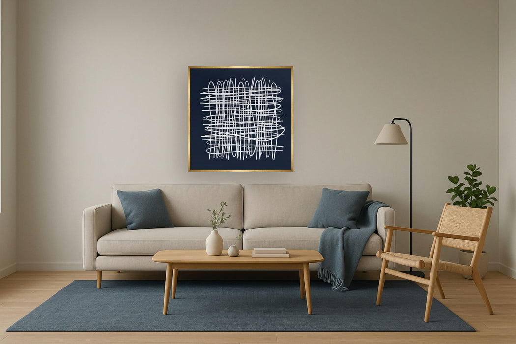 Ivory Tangle Lattice - 39" x 39" Framed Wall Art