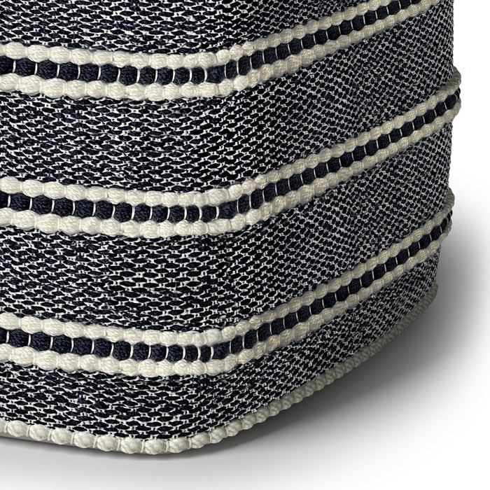 Corrie - Square Outdoor / Indoor Pouf - Navy / White