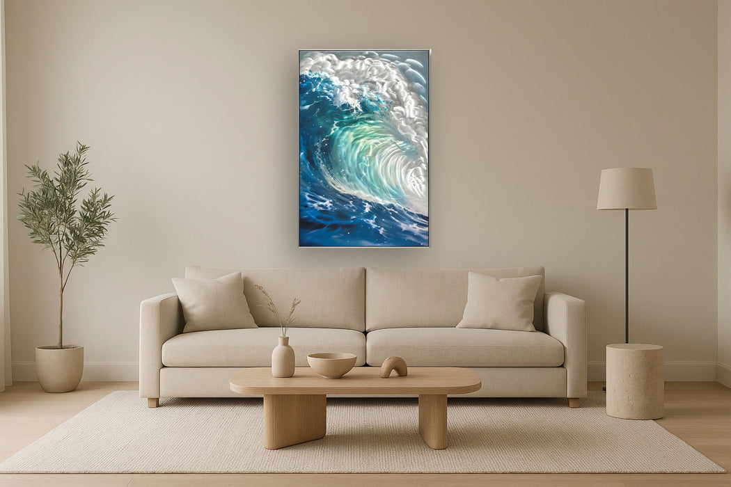 Cerulean Surge - 32" x 47" Framed Wall Art