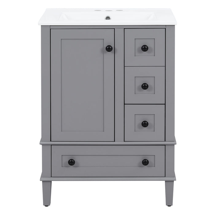 Bathroom Vanity With Integrated Basin, Soft Close Drawers, Door Mounted Double Layer Shelf