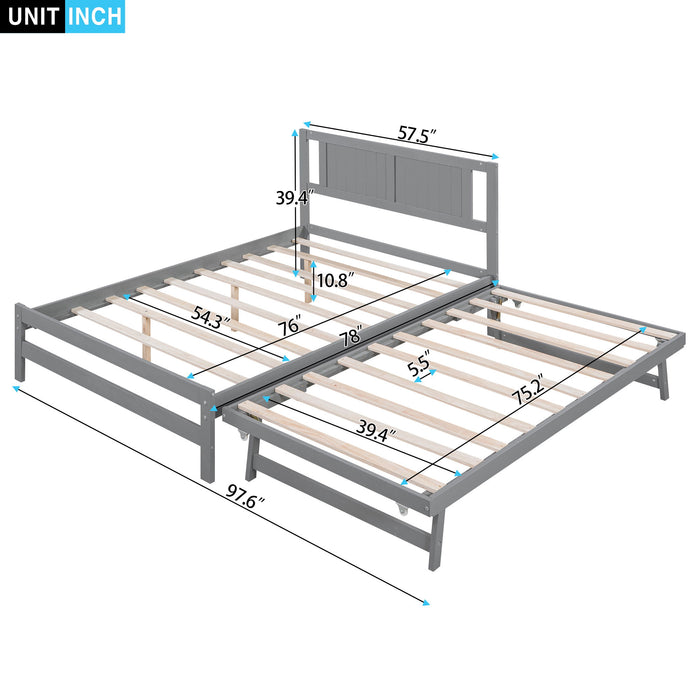 Platform Bed With Adjustable Trundle