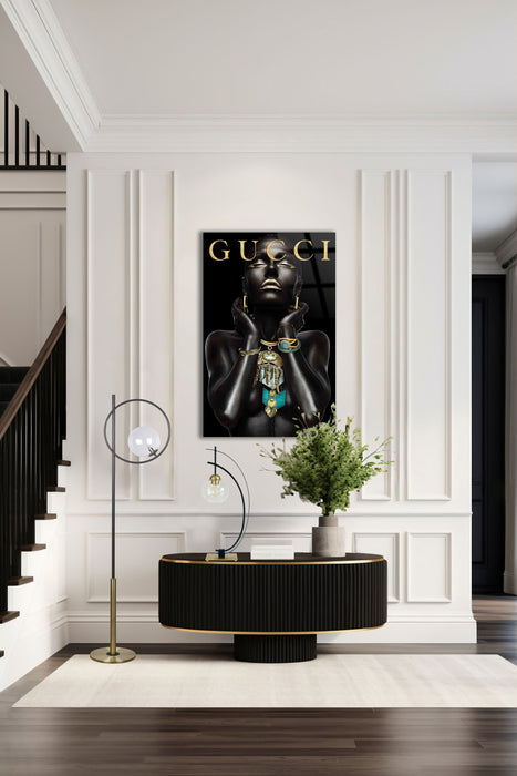 "Glass Orbs" Metal Floor Lamp - Matte Black / Soft Gold / Clear