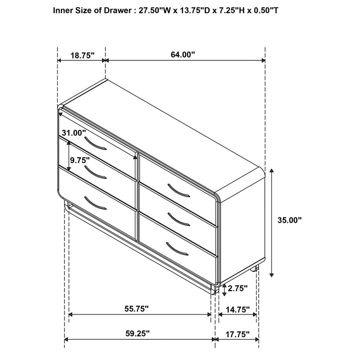 Tully - 6 Drawer Dresser - Nutmeg Brown