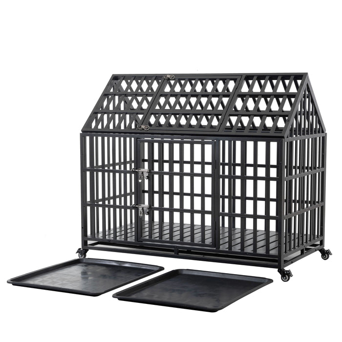 Heavy Duty Dog Crate Lockable Wheels