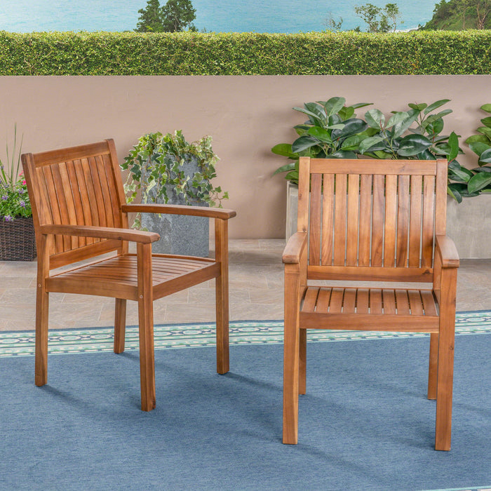 Amethyst - Outdoor Dining Chair With Slat Design (Set of 2) - Natural