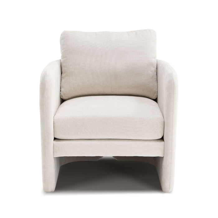 Armchair With Low Profile Curved Frame - Beige