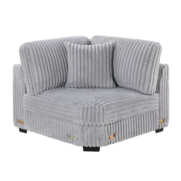Corner Wedge Chair With Pillow, Living Room Furniture, Soft Upholstered Modular Seating - Gray / Mink