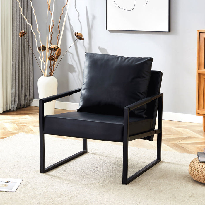 Classic Leather And Metal Frame Sofa, Ergonomically Designed, A Perfect Blend Of Modern And Industrial Styles