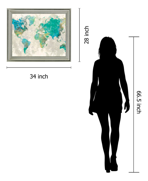 Aqua Atlas - 28" x 34" Framed Wall Art