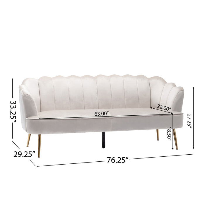 Modern Glam 3 Seater Sofa With Velvet Texture