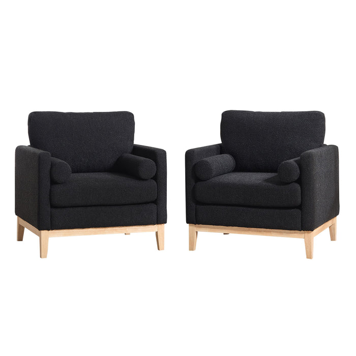 Wide Modern Performance Accent Chair With Natural Legs