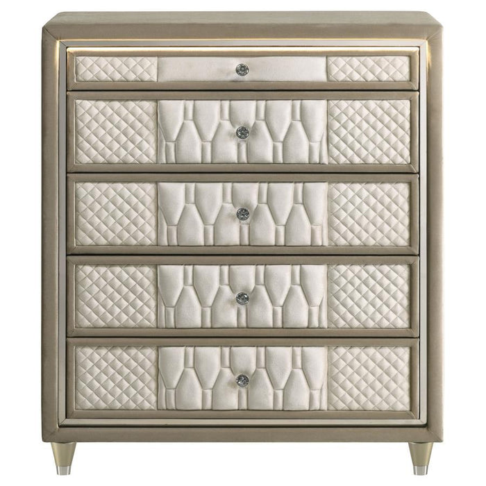 Lorient - 5-Drawer LED Chest Of Drawers - Ivory And Camel