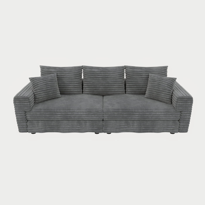 Plush Corduroy 4 Seat Sofa, Modern Comfy Upholstered Sofa Cloud Couch, Deep Seat Couches With Soft Pillows