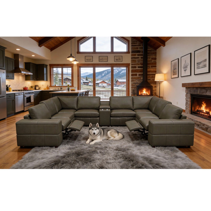 Upholstered Large Arms Sectional With Recliner Seats