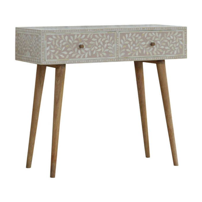 Floral Bone Console - Beige / White