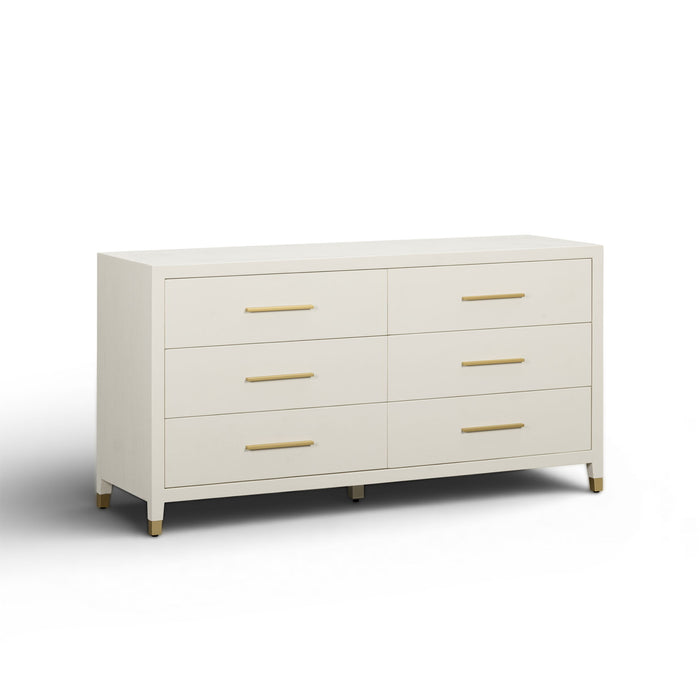 Dani - Faux Shagreen 6-Drawer Dresser - Cream