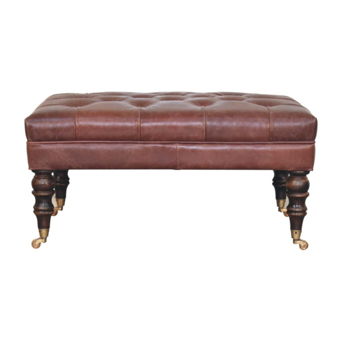 Buffalo - Leather Ottoman With Castor Legs