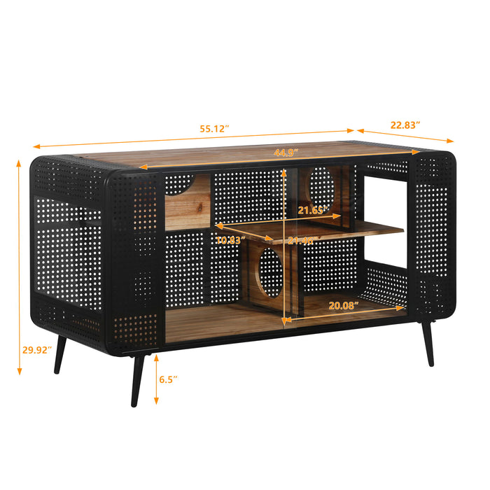 Modern Spacious Cat House With Tempered Glass And Iron Frame For Living Room - Black / Brown