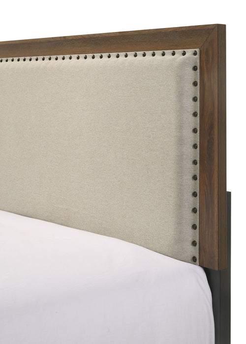 Millie - Queen Upholstery Bed In One Box - Brown Cherry
