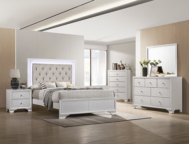 Lyssa - Twin Bed With LED - Oat / Frost