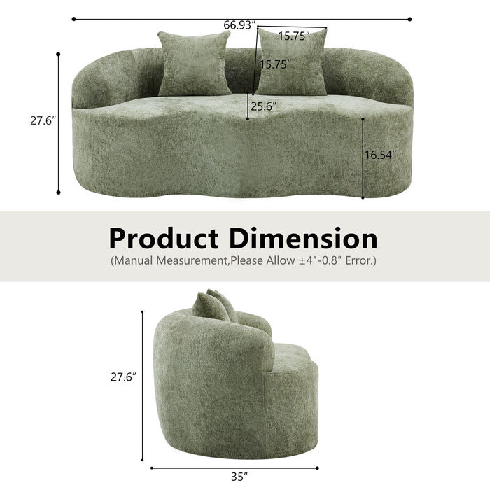 Curved Loveseat Sofa With Round Armrest