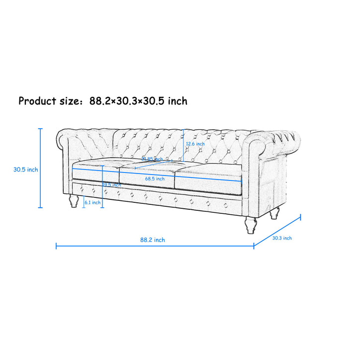 2 Piece Sofa Set With Rolled Armrests