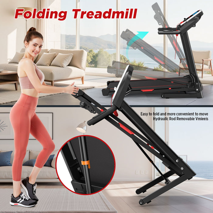 Folding Treadmills For Home - 3.5Hp Portable Foldable With Incline, Electric Treadmill For Running Walking Jogging Exercise With 12 Preset Programs, Indoor Workout Training Space Save Apartment, App - Black
