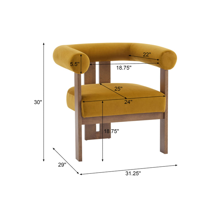 Modern Upholstered Round Arm Accent Chair With Velvet Upholstery