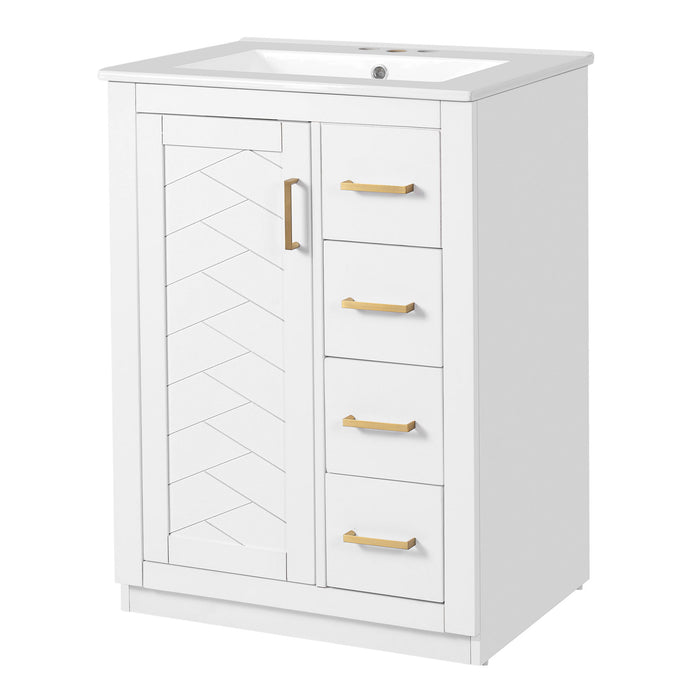 Modern Bathroom Vanity With 1 Door And 3 Drawers