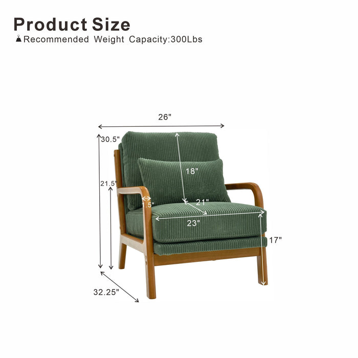 Upholstered Armchair With Back Support Pillow
