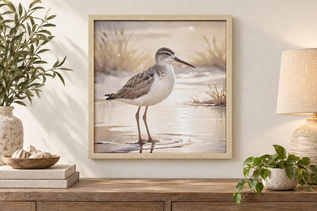 Shallows Reverie I - 20 X 20 - Hand-Embellished Canvas In Frame - Beige