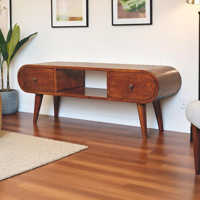 Solid Wood Circular TV Unit