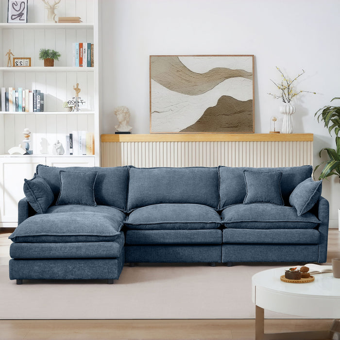 Modular L-Shaped Sectional Sofa With Movable Ottoman
