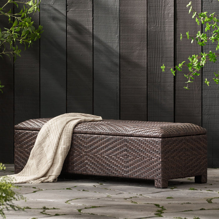 Santiago - Wicker Storage Bench - Brown Multi