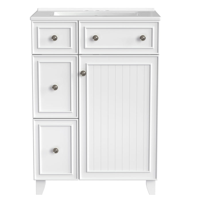 Transitional Style Bathroom Vanity Cabinet With Ceramic Sink