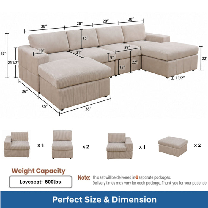 Modular Sectional Sofa, Reversible Set