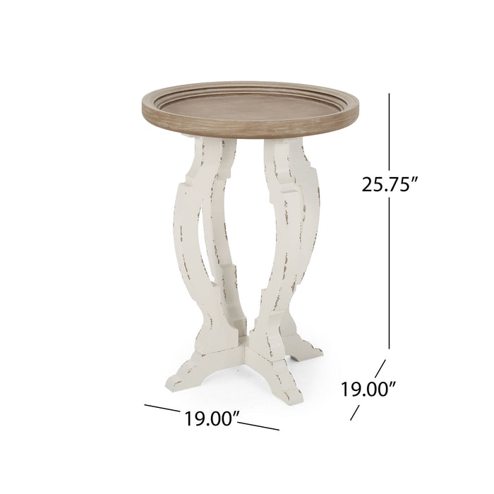 French Country Style Accent Table With Hourglass Design