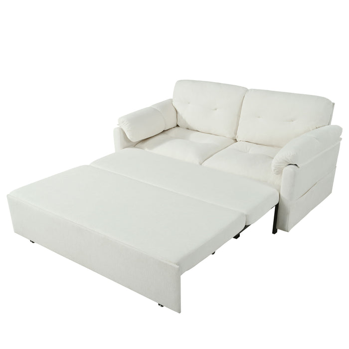 Convertible Pull Out Sofa Bed Queen Size, 3 In 1 With Side Storage