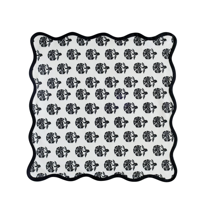 Crissy - Cotton Canvas Printed Napkins (Set of 4) - Black Vintage Floral