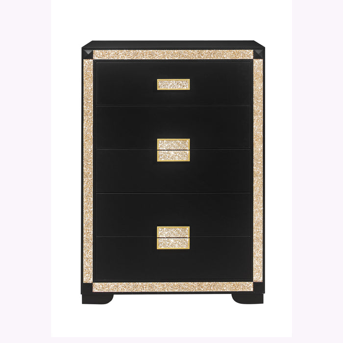 Lively - Chest With Glitter Detail And Thick Bar Handle Hardware - Black