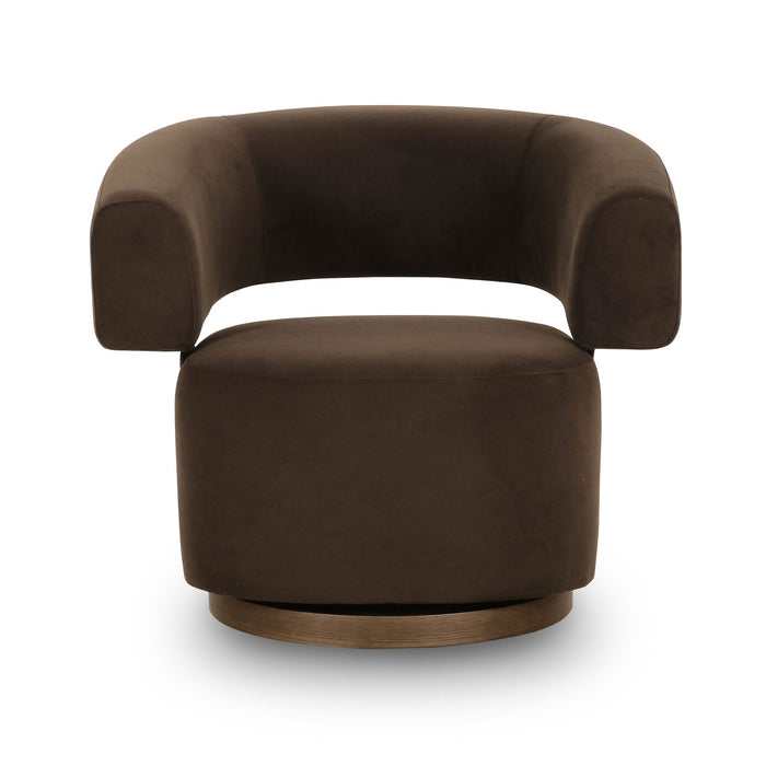 River - Performance Velvet Swivel Accent Chair - Chocolate Brown