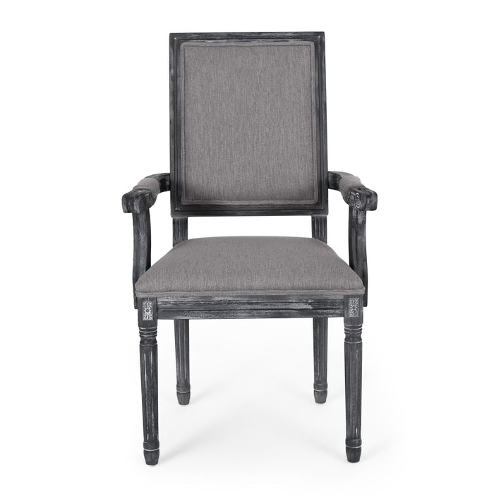 French Country Style Upholstered Dining Chair With Square Backrest