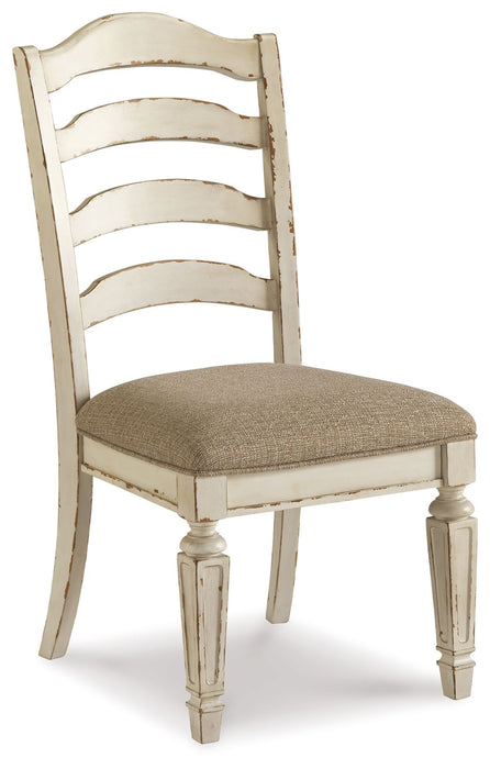 Realyn - Chipped White - Silla auxiliar de comedor Uph (juego de 2) - Ladderback