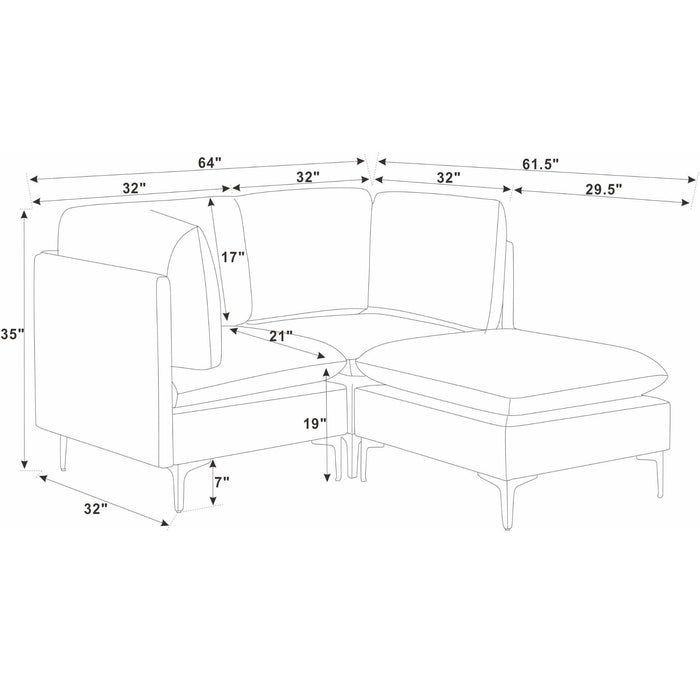 Upholstered Modular Sectional & Tall Legs