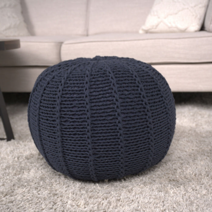 Bordeaux - Knitted Cotton Round Pouf Ottoman And Floor Cushion