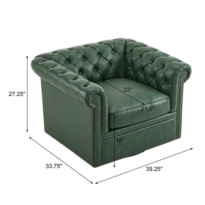 Chesterfield Style Swivel Club Chair With Button Tufted